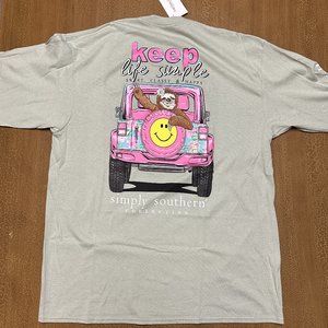 Simply Southern Long Sleeve Tee Shirt - Sloth in Jeep - Size XL